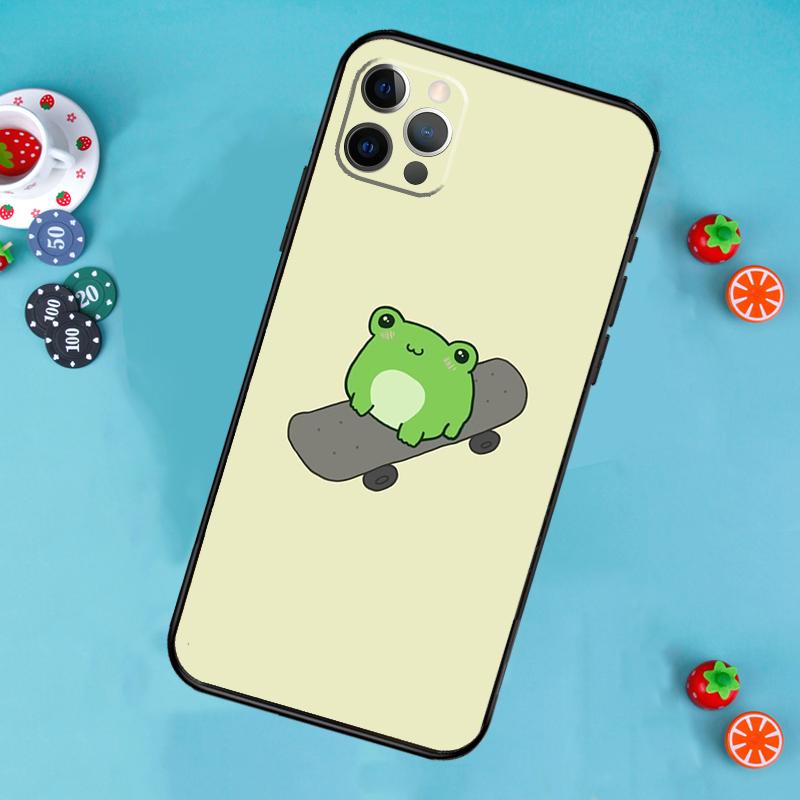 

Frog Skateboard Cute Kawaii Phone Case For iPhone 17 Air 13 16 15 11 12 14 Pro Max 13 12 mini 15 16 Plus 16e Cover Funda iPhone 17 Pro