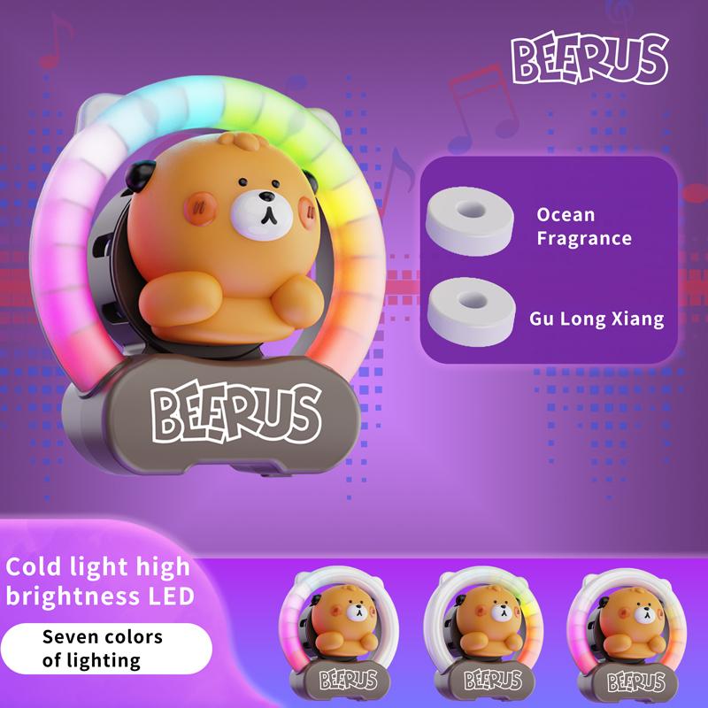 Car Air Freshener cute Bear Pilot Rotating Propeller Fragrance Diffuser cartoon Air Fresheners Clip Car Air Outlet Decoration