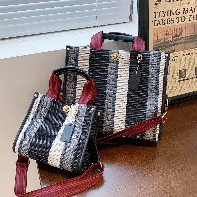 Buy Canvas Bags for Women Women's Big Capacity Purses Stripe Handbag