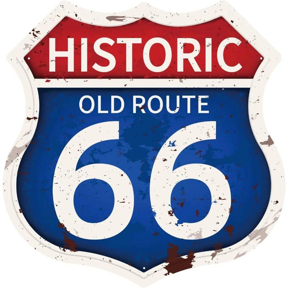 

Вінтажна металева квадратна табличка Route 66 Декор для гаража, дому, бару 20x20 см