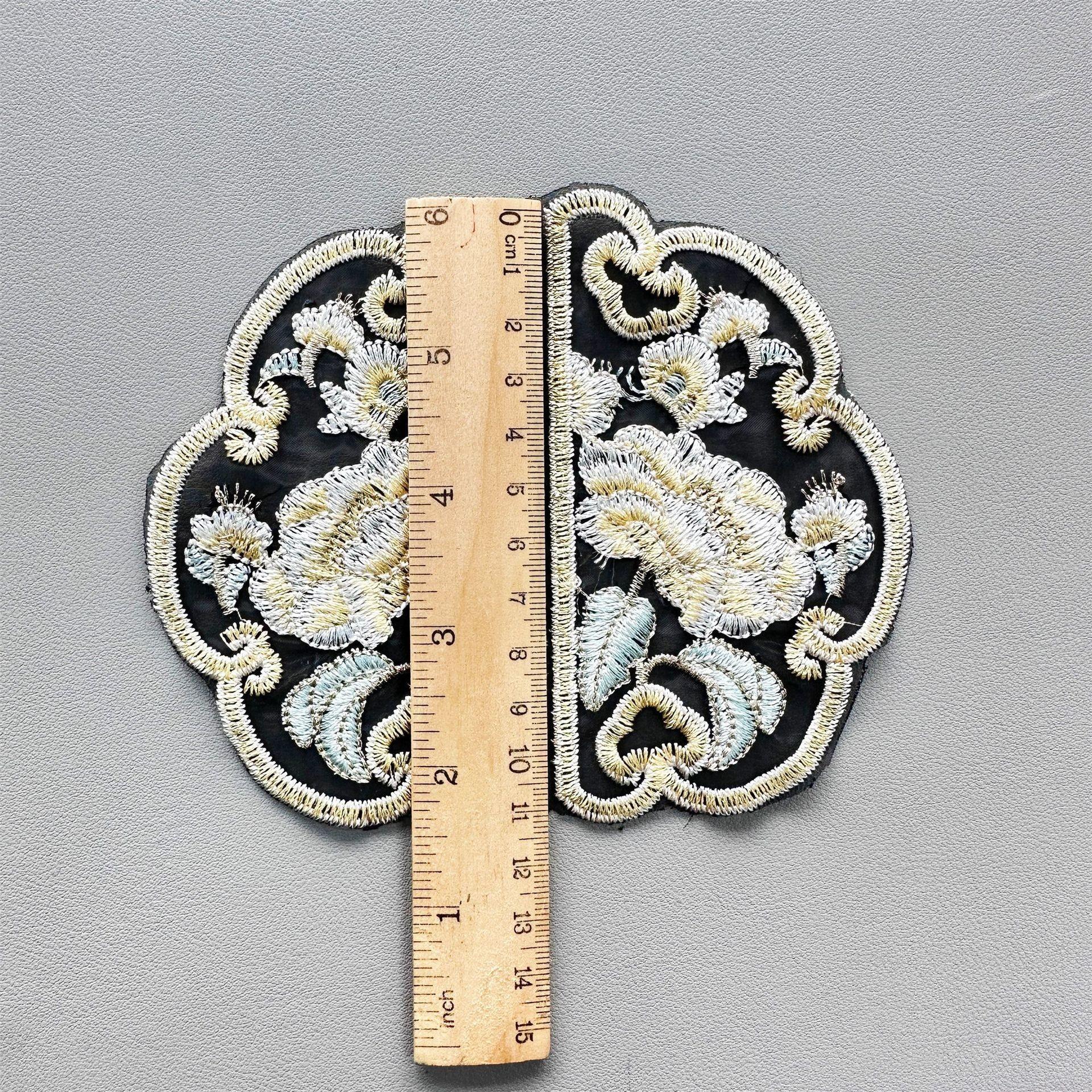 

Chinese Style Embroidery Guochao Ethnic Style Embroidery Cloth Sticker Chinese Hanfu Horse Dress Jeans Decorative Cloth Sticker Accessories X3288 black 12cm