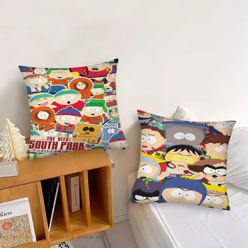 Cartoon S-South-h P-Park-k Pillow Case Square Pillow Bedroom Sofa Leisure Comfort Cushion Car Living Room Home Decoration