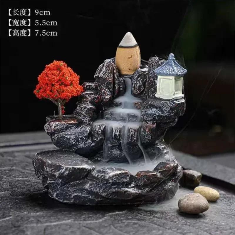 Backflow Holder Waterfall Incense Burner Home Decor Aromatherapy Ornament Incense Cones with Backflow Incense Cones