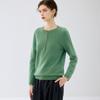 Lekasha Women's 7-Gauge Cashmere Half-Zip Round Neck Button-Up Sweater