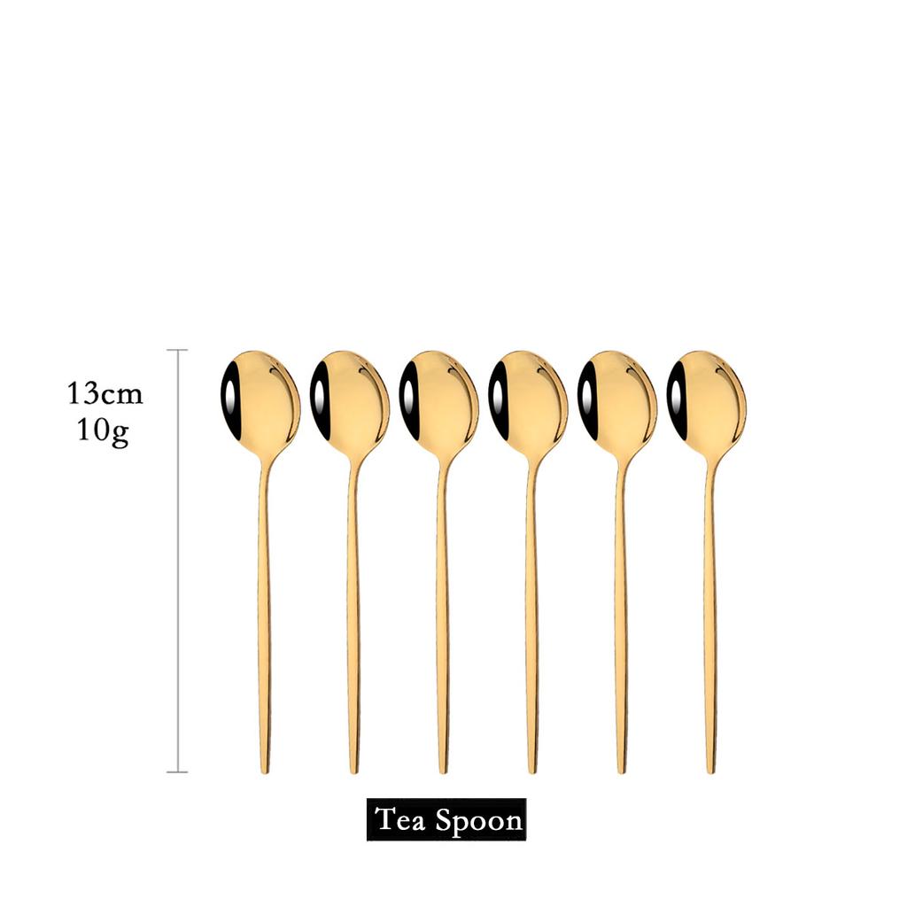 Set da 6 Pezzi Cucchiaini Acciaio Inossidabile Posate Colorate Cucchiaini Piccoli per Torta Frutta Dessert Caffè Snack Strumenti per la Cucina Stoviglie