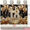 2D 18th Birthday Black Gold Glitter & Confetti Backdrop for Adult Party