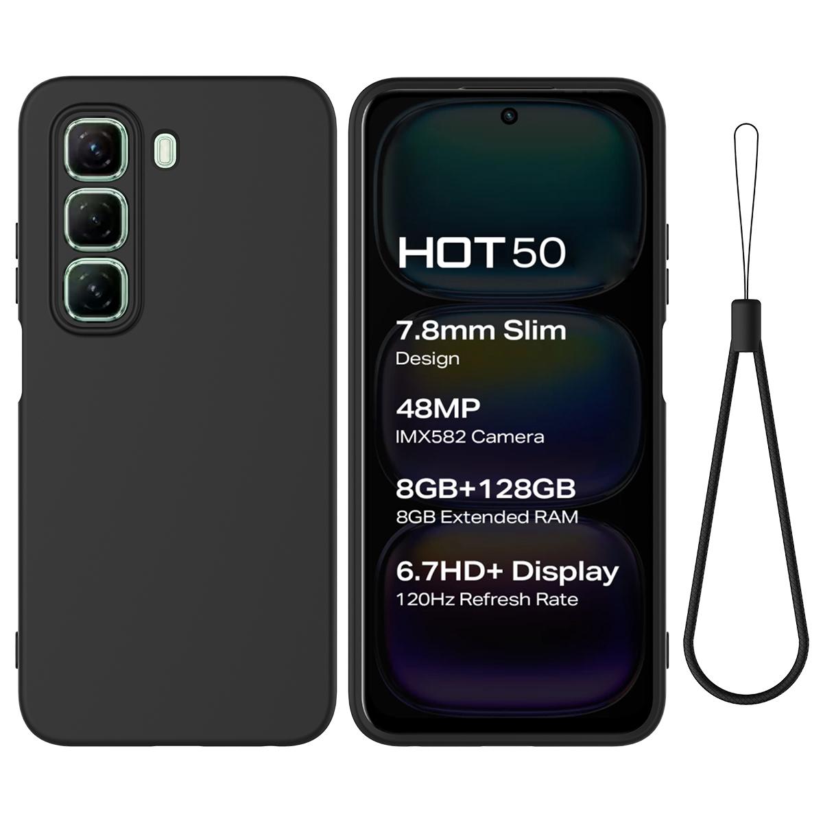 

Для Infinix Hot 50 4G Чехол Жидкий силикон Защита от царапин Чехол для телефона с ремешком для руки A