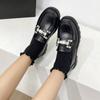 New Girls' Single Shoes, Girls' Student Shoes, British Platform-soled Older Children's Shoes Are Non-slip, and Women Wear Solid-color Overalls In
