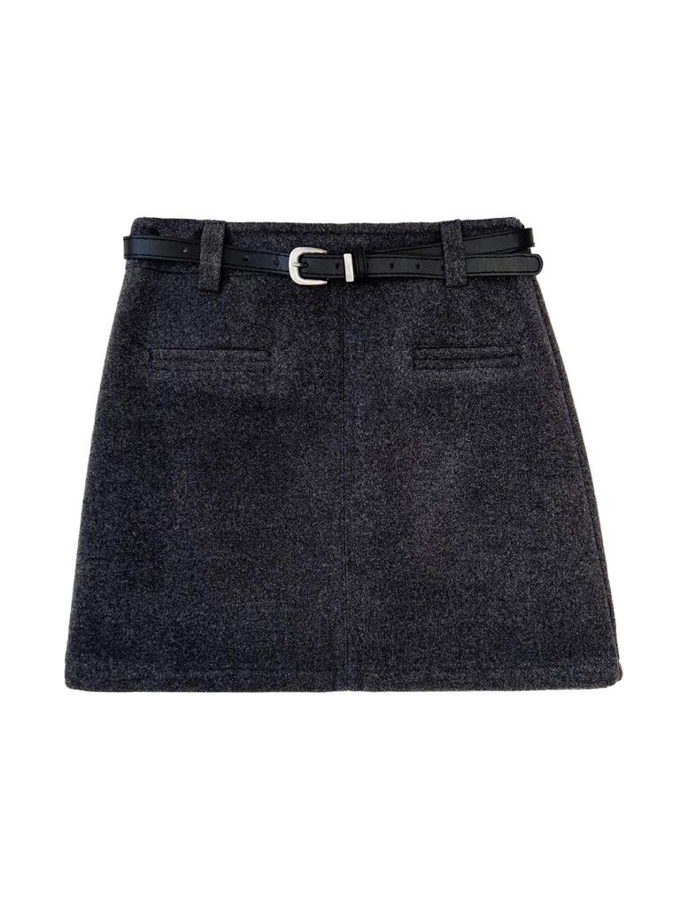 Luxi Retro High-End Wool A-Line Midi Skirt - Women's 2025 Winter Slimming Fleece-Lined Bodycon Mini Skirt