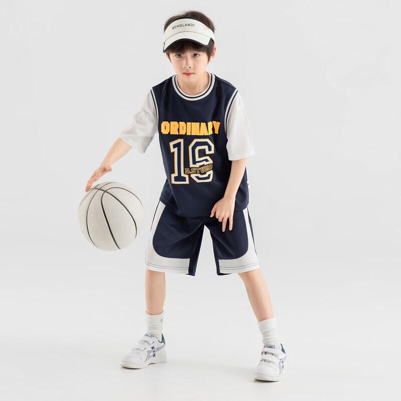 Duoduojia Boys' Summer Mesh Faux Two-Piece Basketball Set