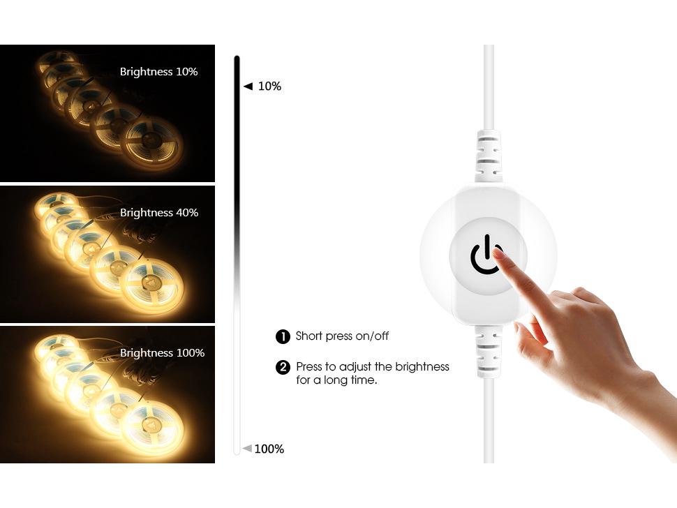 5V COB LED Strip Light Set with Touch Sensor Switch for Wardrobe or Display Cabinet