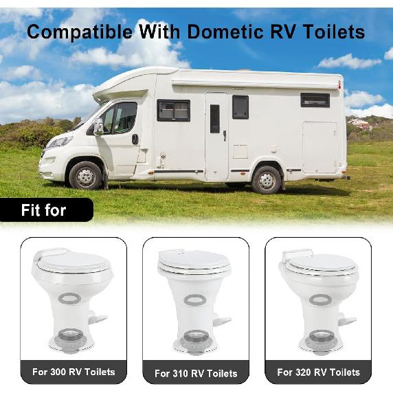 

RV Toilet Seal and Floor Flange Kit, Compatible with RV 300/310/320 Series, Replaces 385345892 Socket Flange and 385311658 Flush Seal and 385311652
