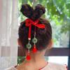 Butterfly Satin Red Long Headband Bell Chinese Long Hairband Cute New Year Hair Rope  Kids