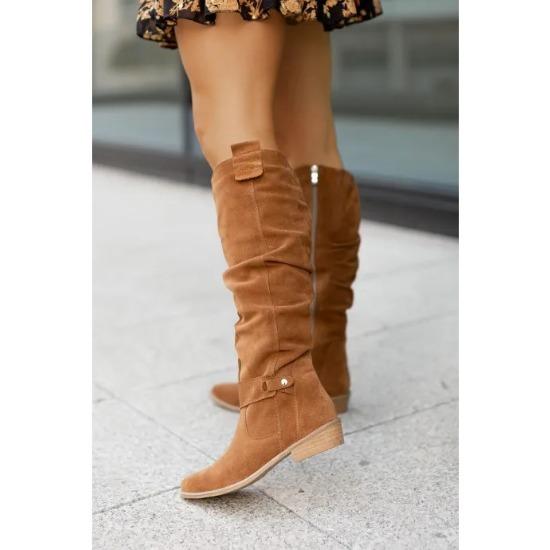 Women New Side Zipper Low Heel Boots Fashion Suede Comfortable Shoe Casual High Top Trendy Boot Light Versatile Ladies Shoes