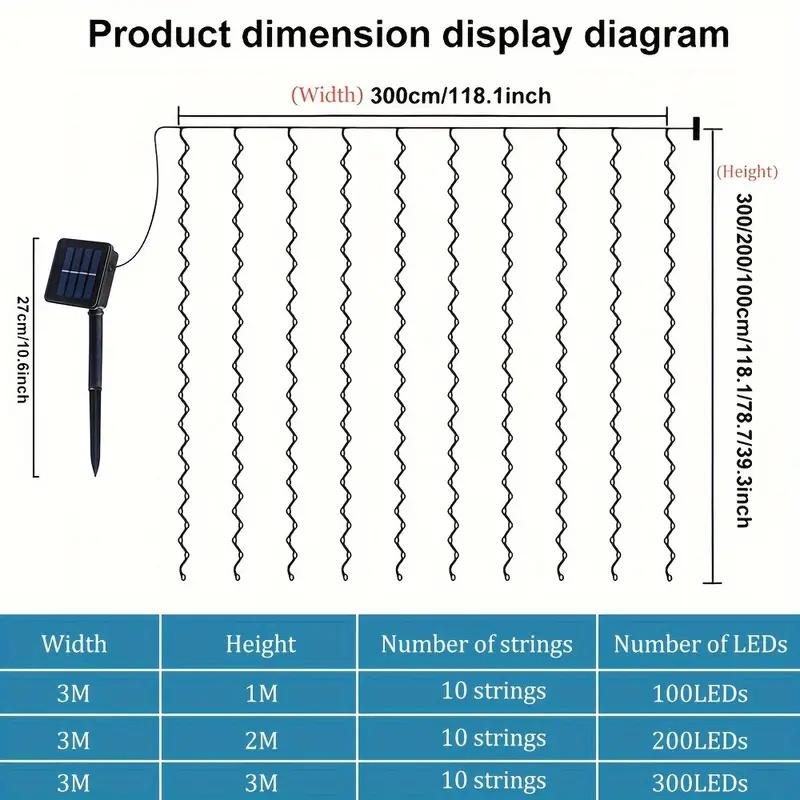 Solar LED Curtain Light Outdoor Garland Solar Fairy String Light Copper Wire Lamps for Garden Yard Wedding Party Holiday Decor