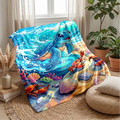 Ocean Friends Adventure 1 Theme Blanket Lightweight Warm Flannel Blanket Decorative Throw Blanket for Home Decoration