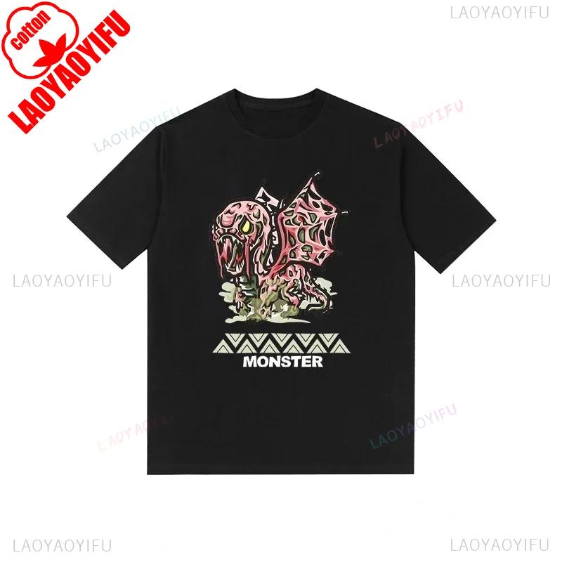 Monster Hunter Tshirt Funny Game Fans Cartoon Tops Cotton Korea Style Short Sleeve T Shirt Casual Hipster Streetwear Man Tees