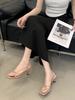 Golden ribbon Roman sandals women's spring and summer 2025 new versatile open-toed square-heeled one-word cool slippers