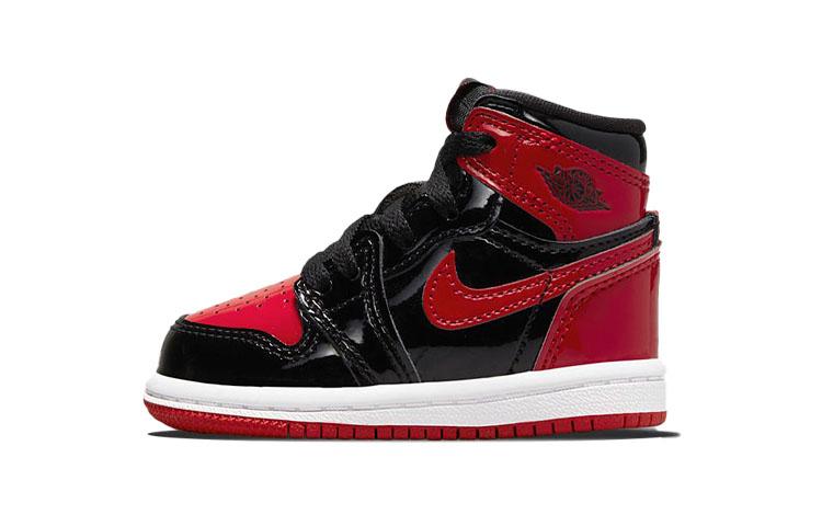 Jordan Kids Air Jordan 1 Retro High OG  Bred Patent  Sneakers AQ2665-063 23.5