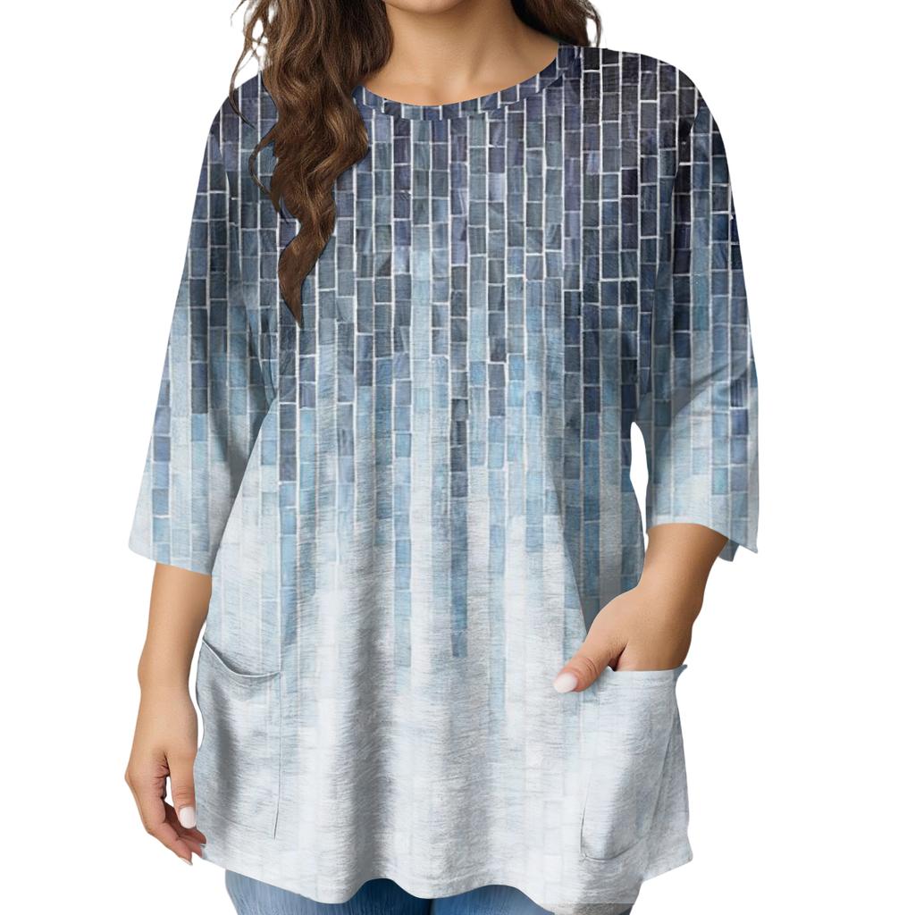 Damen Mode Übergröße Bedruckte Kurzarmbluse Für Elegantes Pendeln Und Freizeitkleidung