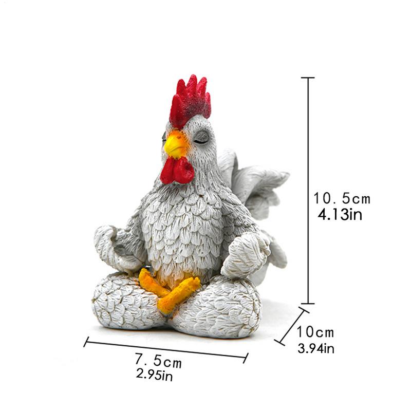 Meditation Rooster Statue Yard Art Sculpture Desktop Ornament Creative Rooster Decorative Figurine Rooster Poultry Chicken Model