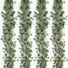 Realistic Fake Eucalyptus Vine Wall Hanging Greenery Garland Eucalyptus Leaves Vine Archway White Flowers Simulation Plant