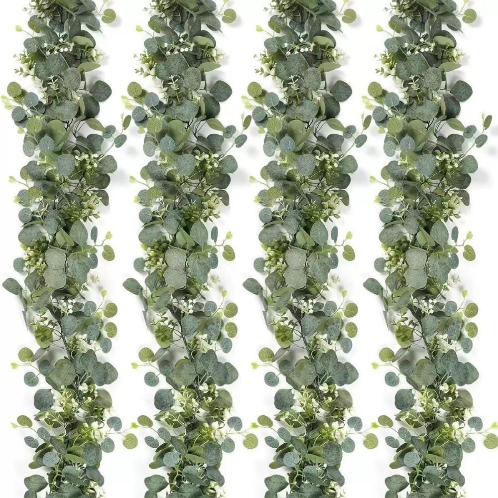 Realistic Fake Eucalyptus Vine Wall Hanging Greenery Garland Eucalyptus Leaves Vine Archway White Flowers Simulation Plant