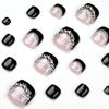 24pcs Press On Toe Nails Short Square French Fake Toenails 10ml