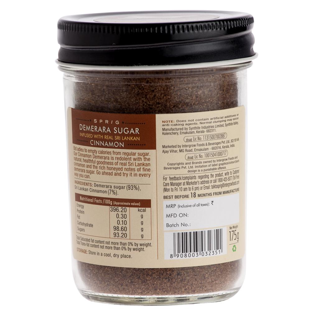 Cane Sugar Demerara with Sri Lankan Cinnamon (175 G), Demerara Sugar Infused with Real Sri Lankan Cinnamon, Sprig