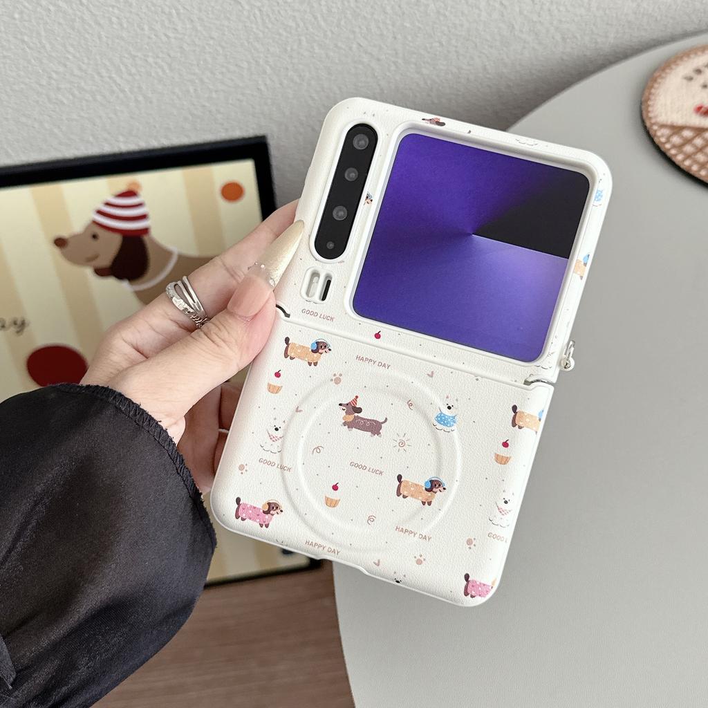 Applicable To Huawei PuraX Folding Screen Mobile Phone Case Magnetic Dachshund Dog Pocket1 Bracket Portable Rope  Hard Case
