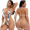 European and American style sexy and romantic lingerie, deep V-neck and backless lace-up jumpsuit for export 7001