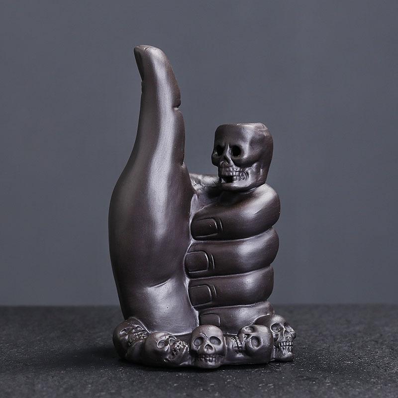 Handheld Skull Reflux Incense Burner Halloween Ghost Ornament Retractable Sandalwood Design Unique Home Decor Gift Idea