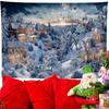A Christmas Landscape Polyester Tapestry, a Festive Wall Decoration, Suitable for Home, Kitchen and Party Decoration