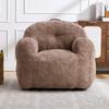 Bean Bag Chair with Shredded Sponge Filler ,Faux Fur Beanbag Sofa with Armrests , for Living Room, Bedroom & Reading,No Assembly Required ,Khaki