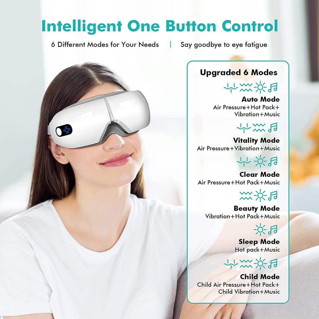 Multifunctional Eye Massager Portable Hot Compress Bluetooth Music Eye Massager Vibration Air Pressure Massage with Digital Display Relieve Fatigue