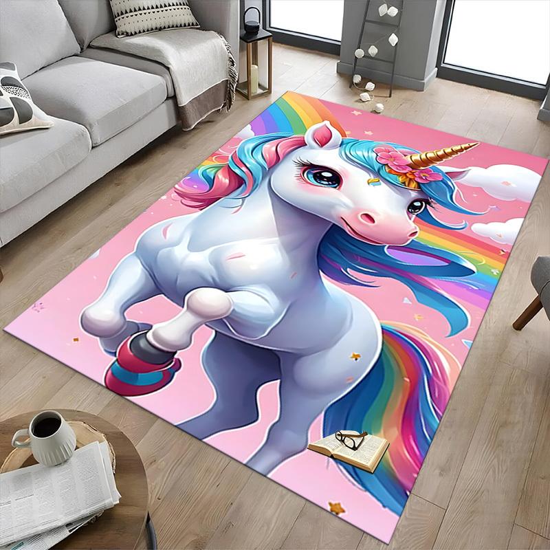 1pc Unicorn Rainbow Carpet Anti Slip Polyester Floor Mat for office.Bedroom