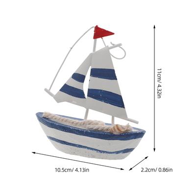 Wood Sailboat Miniature Nautical Ship Decorative Coastal Table Decor Beach Party Centerpiece Living Room Mantel 11Cm Wooden