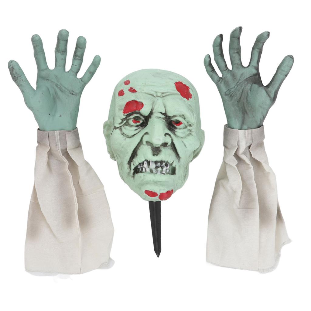 Zombie Face Arm Stakes Vivid Lifelike Green Zombie Stakes Props Halloween Scary Props Halloween Decorations
