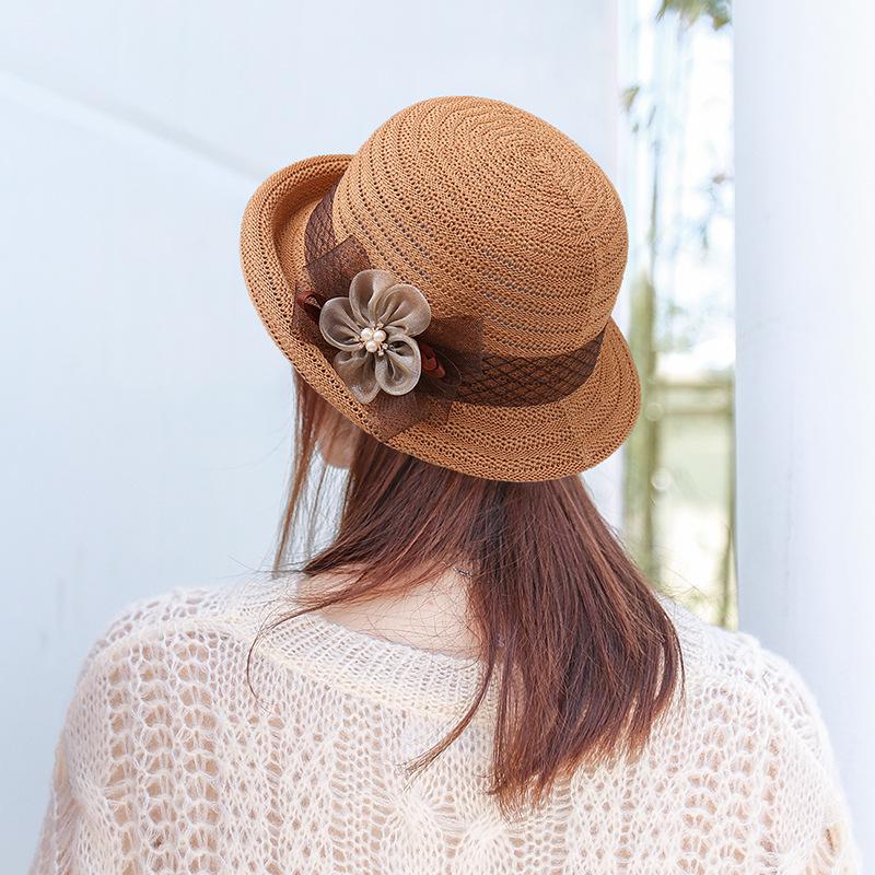 New Spring/Summer Knitted Hat Flower Sunshade Breathable Fisherman's Hat Foldable Fashion Hollow Small Pot Hat