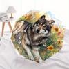 1 Stück Wolfs Friedliche Ruhe inmitten der Fülle der Natur Automatischer Faltregenschirm - 3-fach faltbares Design, Lebhaftes Cartoon-Muster, Geeignet für Outdoor-Aktivitäten