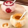 Pumpkin Ceramic Storage Jar Lard Pot Storage Bottle Spice Jar Storages Tank Salt Shaker Chili Jars Lard Bowl with Lid Organizer