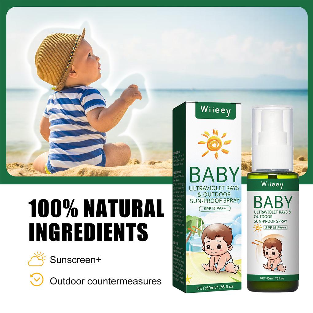 Spray Impermeabile per Bambini all'Aperto Fragranza Delicata Spruzzatore Solare Lavabile Ingredienti Naturali Spray Solari per