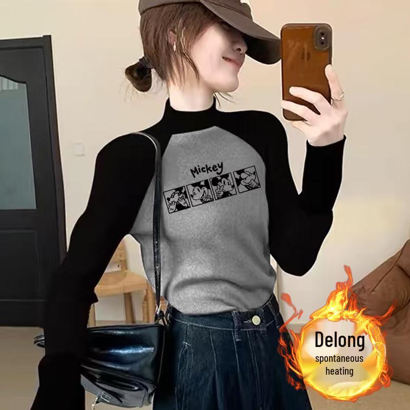 

Женская приталенная бархатная футболка с рукавами реглан и дизайном колор-блок M [Recommended 90-105 catties]