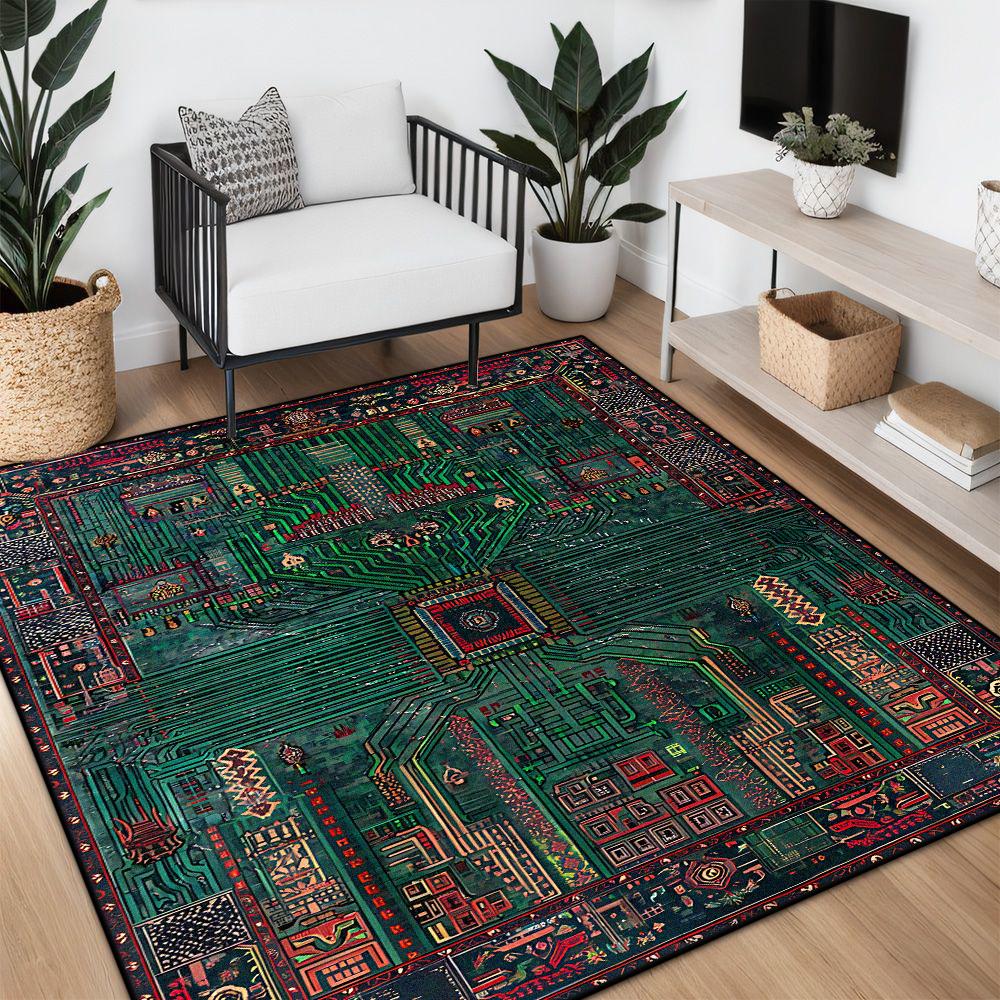 Bohemian Big Size Retro Live Room Rug Soft Washable Room Decoration Bedroom Bedend Carpet Customizable Sofa Table Mat Flannel