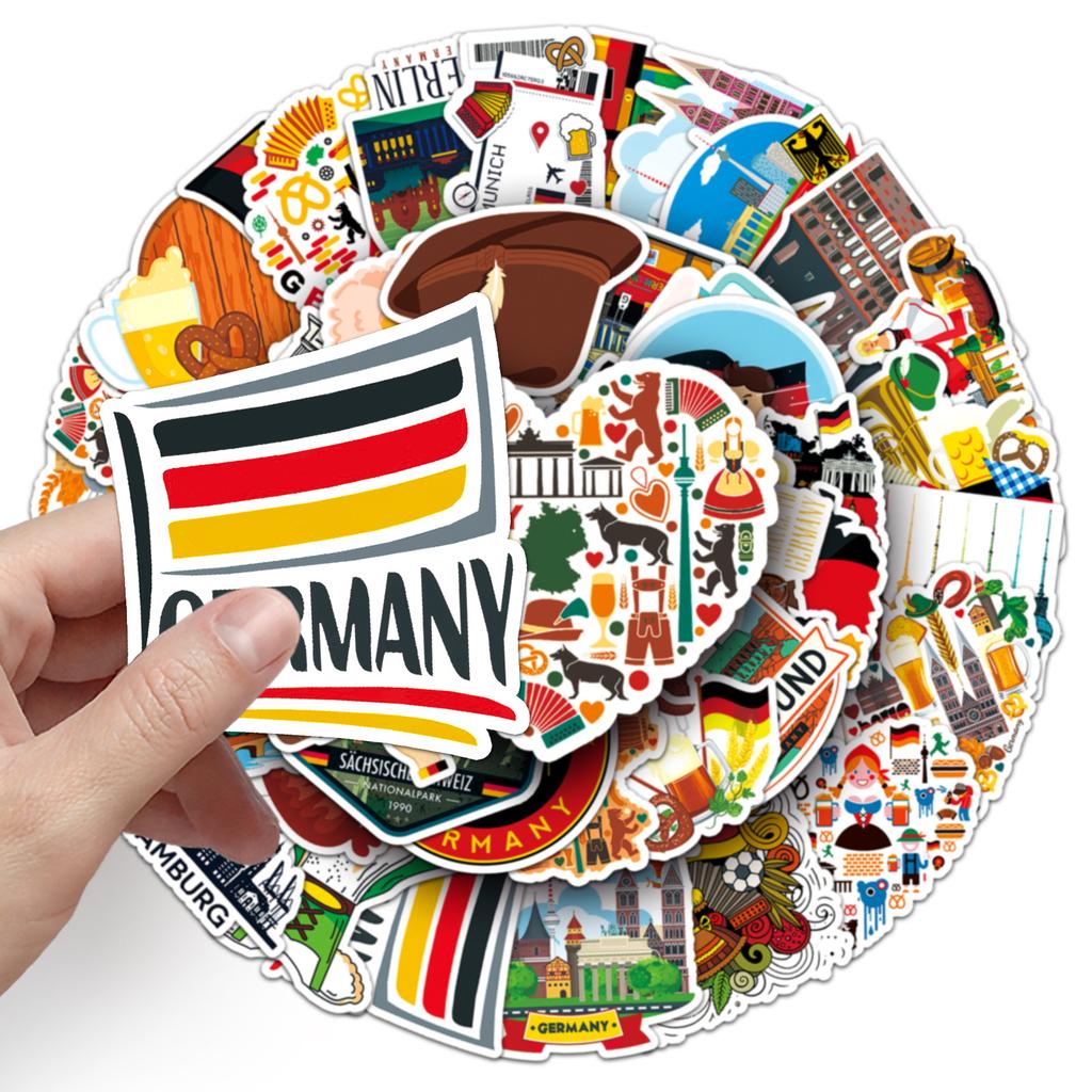 50 German Germany Outdoor Scenery Travel Decoration Water Cup Mobile Phone Case Suitcase Stickers