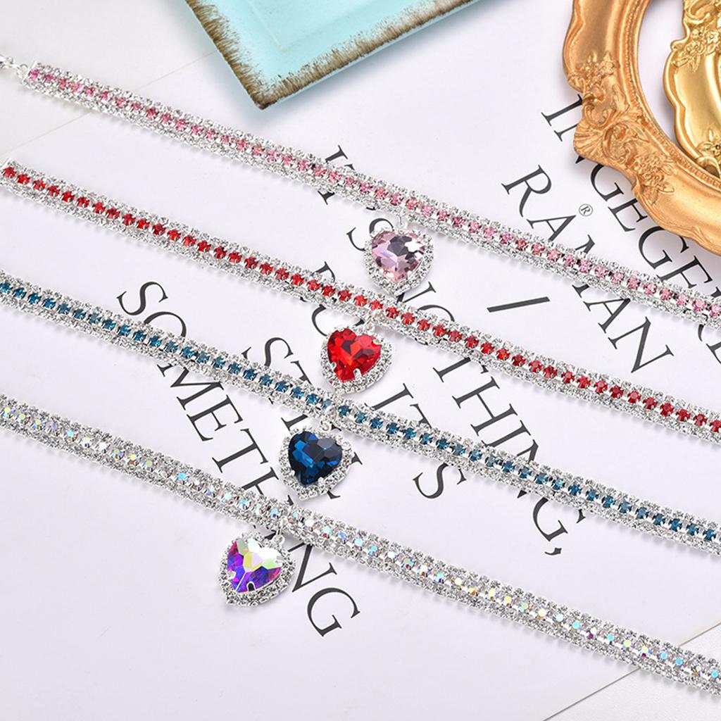 Luxury Crystal  Collar Love Pendant Necklace Pet Collar Adjustable Small Dog  Neck Ring Rhinestone Collar Pet Accessories
