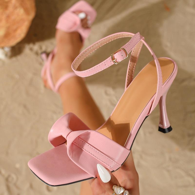 

Eilyken New Fashion Butterfly-kont Square Toe Buckle Strap Women Sandals Sexy Thin High Heels Banquet Prom Shoes 35