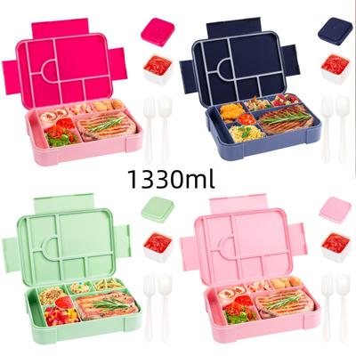 Unterteilte Bento-Box, große Kapazität, Mikrowellen-Lunchbox mit Gabel und Löffel, auslaufsicherer Lebensmittelbehälter für den Schulanfang, Campingküche