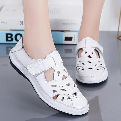Sandali Estivi in Vera Pelle Retro con Intagli per Donna