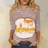 2024 New Women's Halloween Long Sleeve T-Shirt Spider Web Print Round Neck Casual Basic Loose Ladies Designer Tops